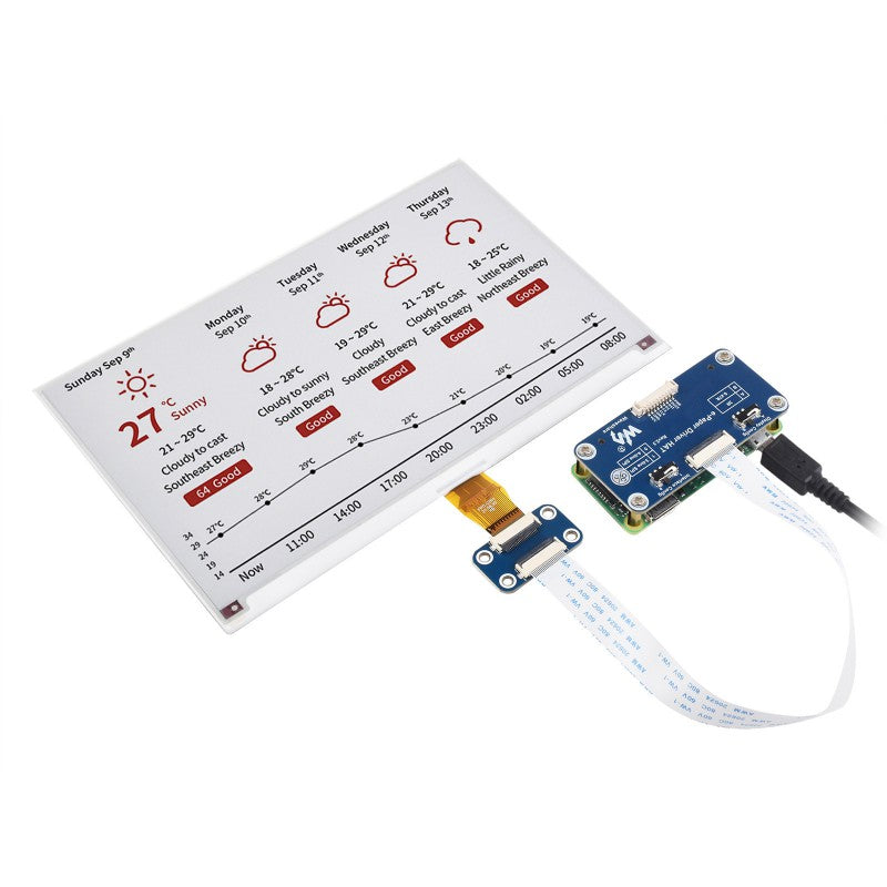 7.5inch E-Paper E-Ink Display HAT (B), 800×480, Red / Black / White, SPI SKU: 13505