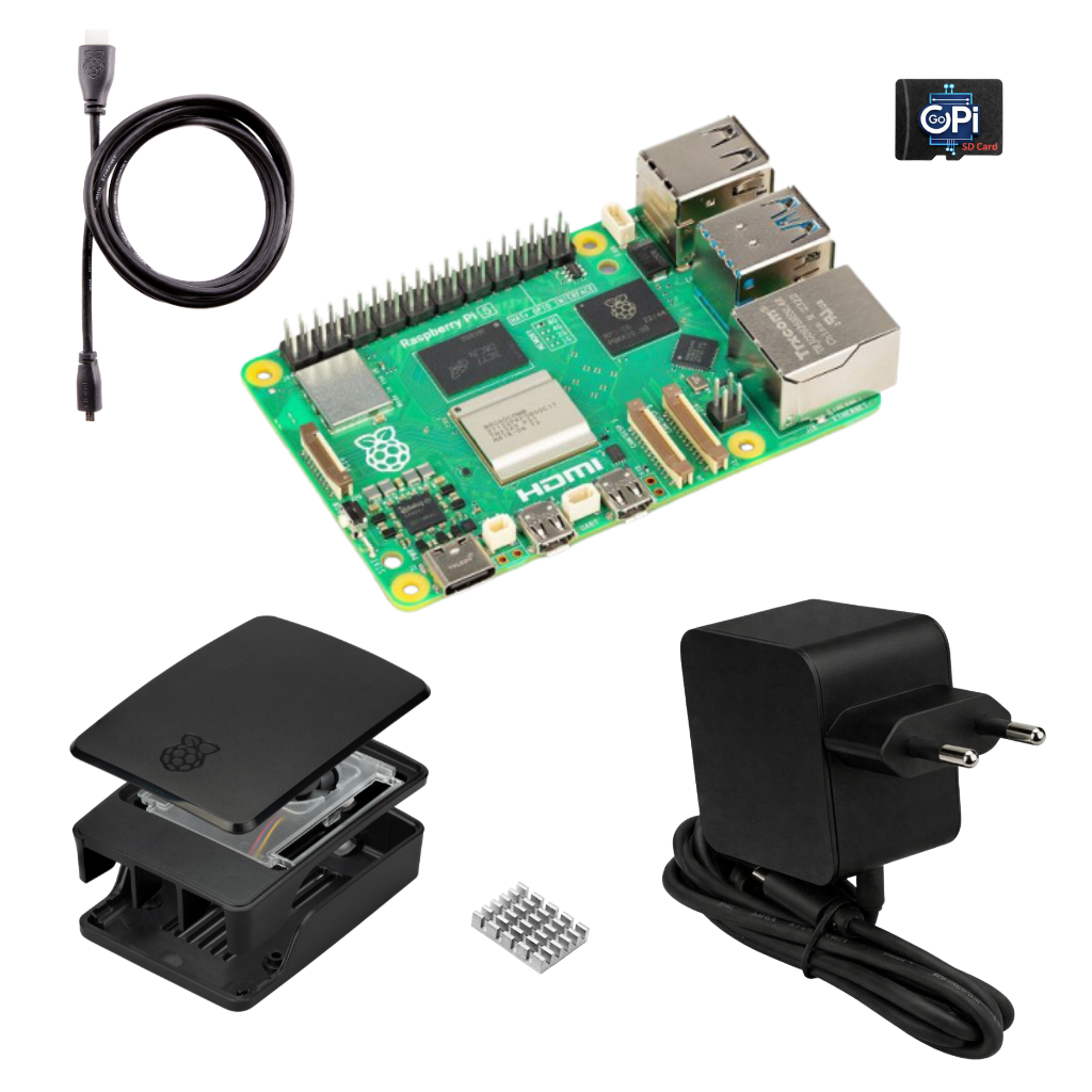 Raspberry Pi 5 Starter Kit 8GB RAM – Offizielles Bundle mit Gehäuse, 27W Netzteil, 128GB MicroSD und HDMI-Kabel