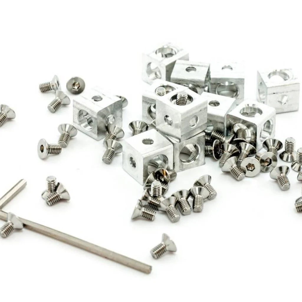 MakerBeam - 10x10mm Eckwürfel Silber, 12 Stück