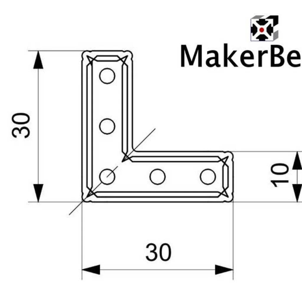 MakerBeam - 10x10mm rechtwinkligen Halterungen, 12 Stück