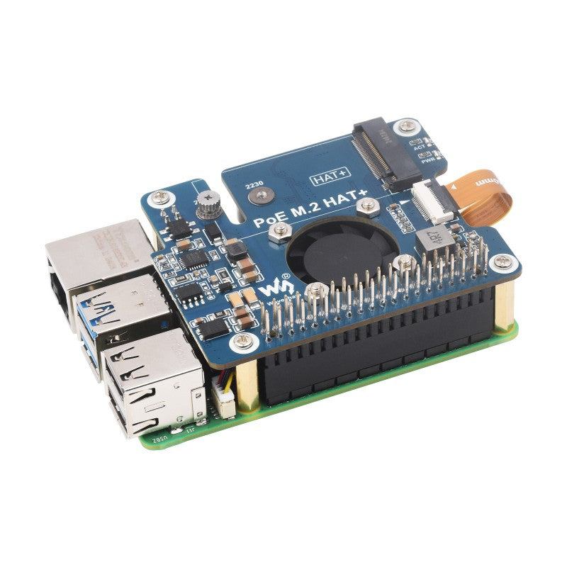 Waveshare PoE M.2 HAT Plus – Raspberry Pi 5 mit SSD & PoE SKU: 28411